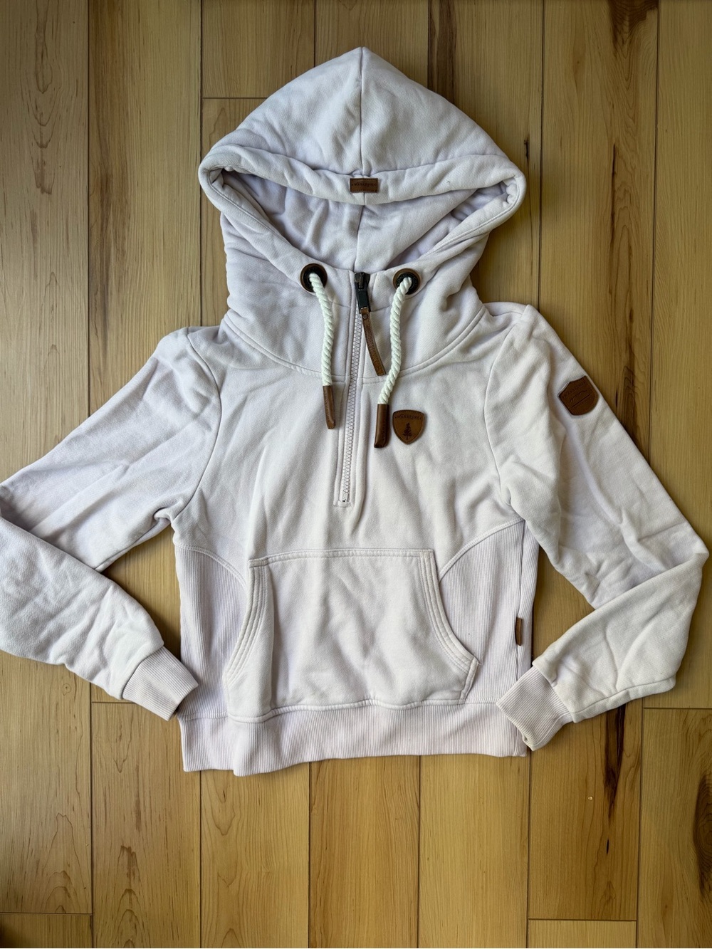 Wanakome Pink Purple Hooded Half-Zip Pullover with Kangaroo Pocket